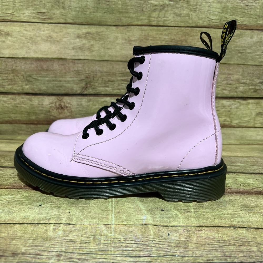 Dr. Martens Pink Patent Leather Lace Up Boots
